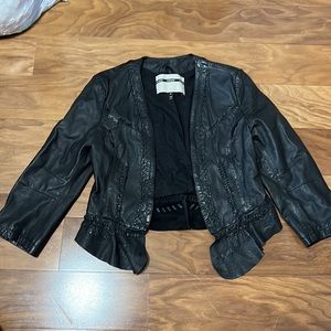 Topshop Black Leather Crop Jacket
